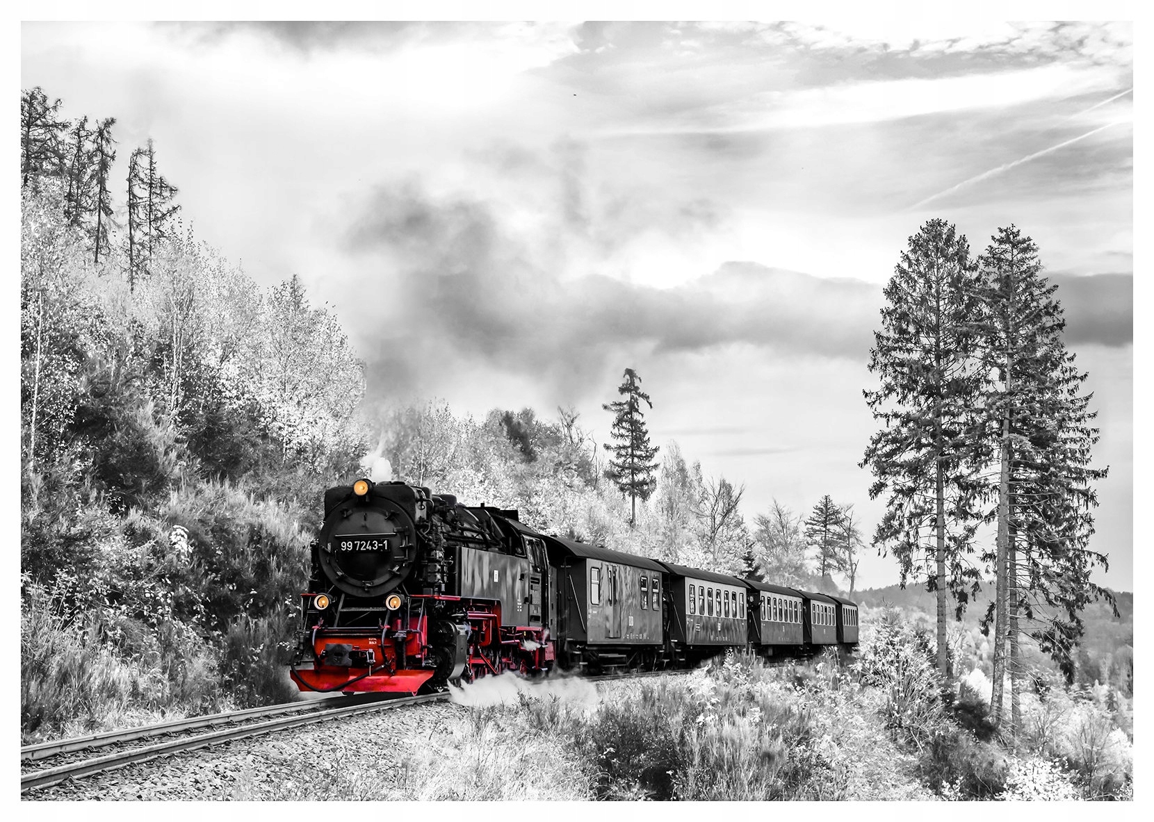 Fototapeta flizelina Zimní vlak v zasněžené retro scenérii 208x146 lepidlo