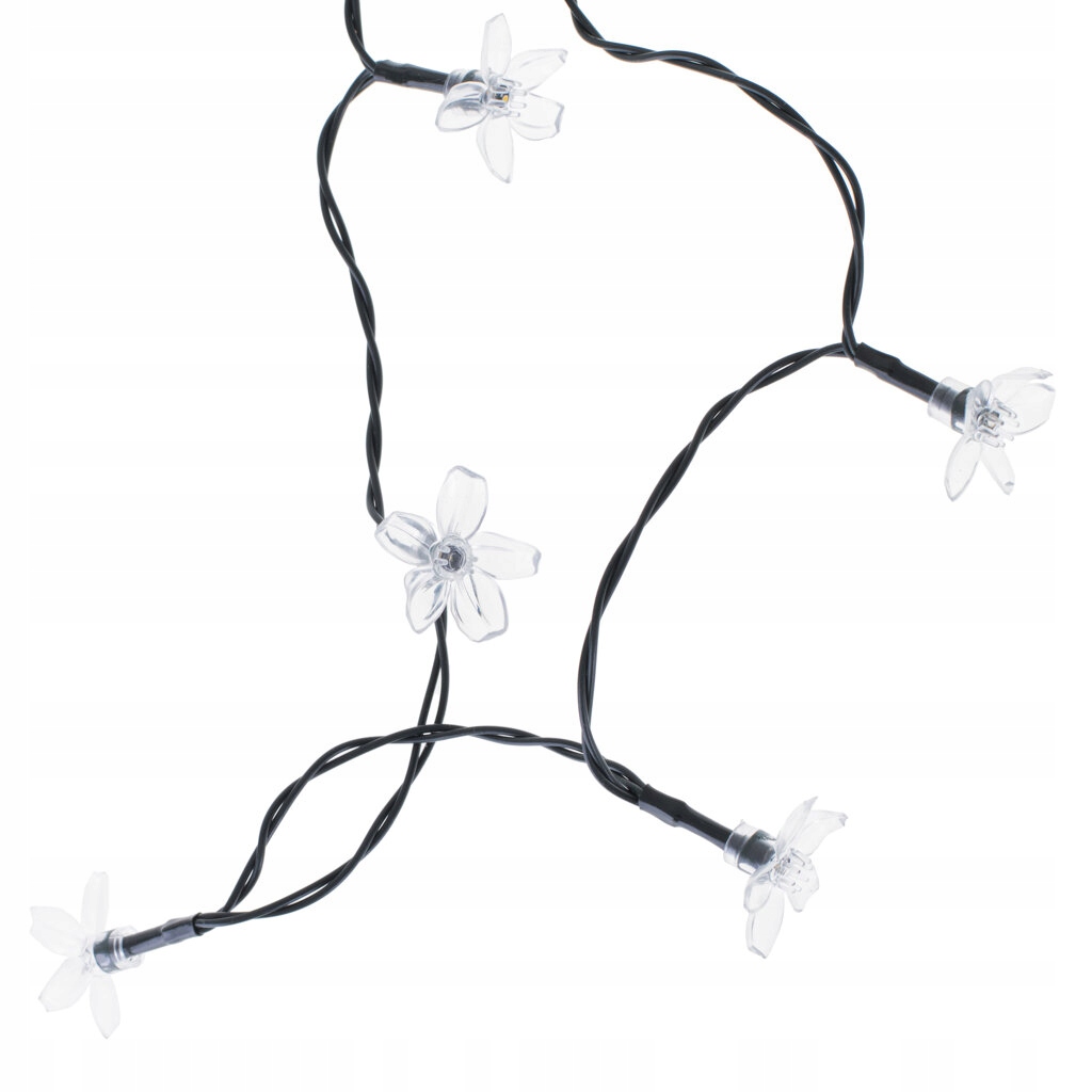 LAMPKI OGRODOWE SOLARNE GIRLANDA ZEWNĘTRZNE KWIATKI 7M 50LED CIEPŁY BIAŁY Długość 700 cm