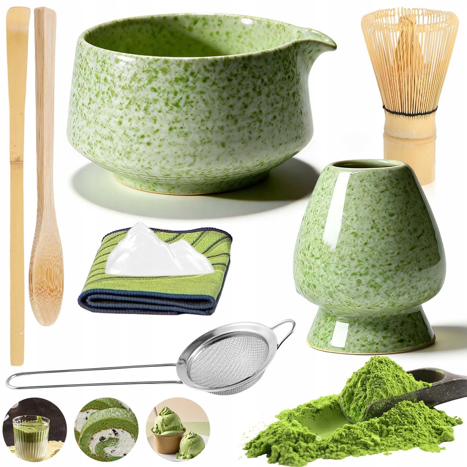 Levně Dárková Sada Na Čaj Matcha Sada Metliček Matcha S Metličkou 8 Kusů