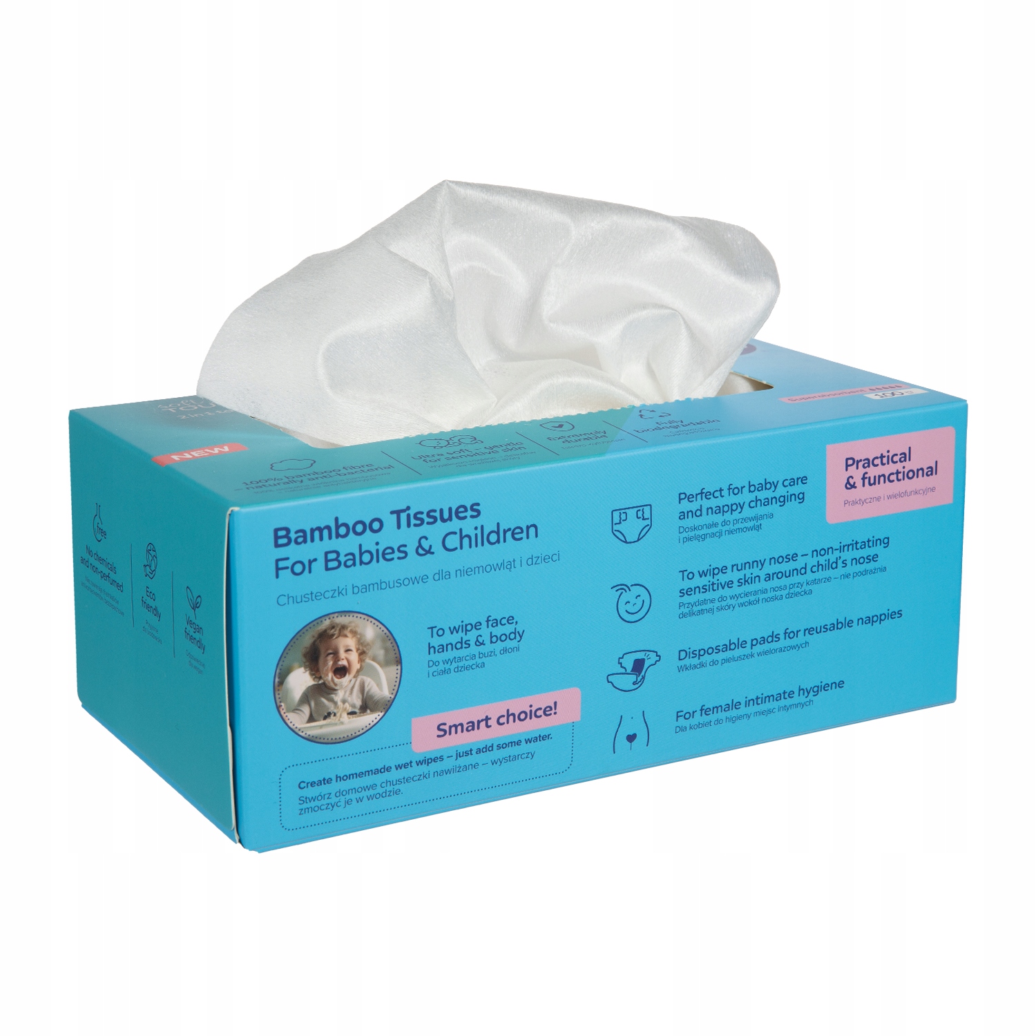 SUCHE CHUSTECZKI BAMBUSOWE CANPOL BABIES DLA NIEMOWLĄT 100 szt.