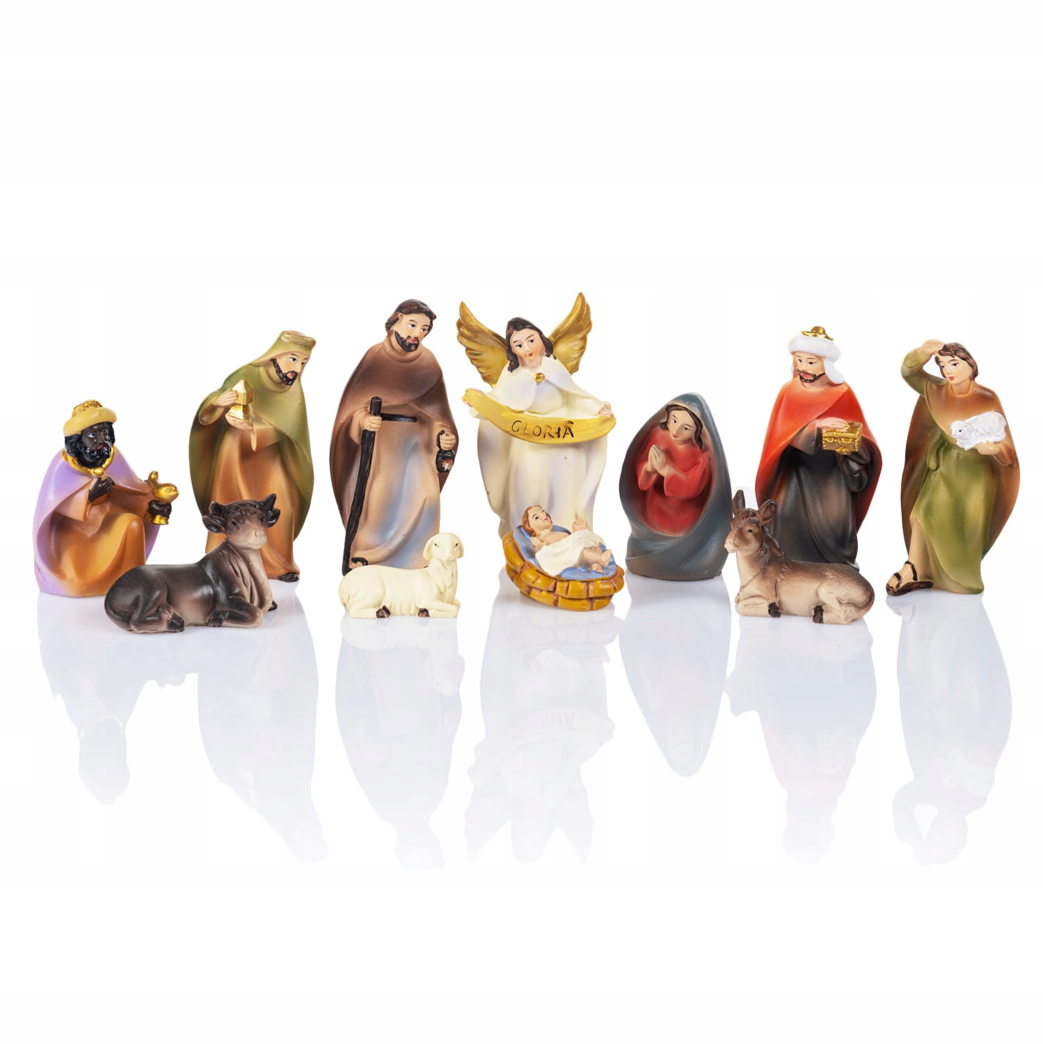 Małe FIGURKI do szopki ZESTAW figurek Św. Rodzina Trzej Królowie Anioł