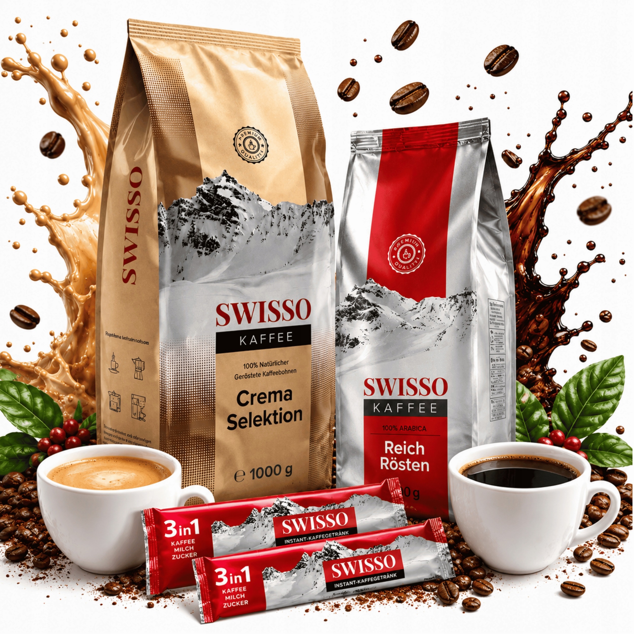 Kawa ziarnista Crema Selektion 1kg Reich Rosten 500g Swisso Kaffee