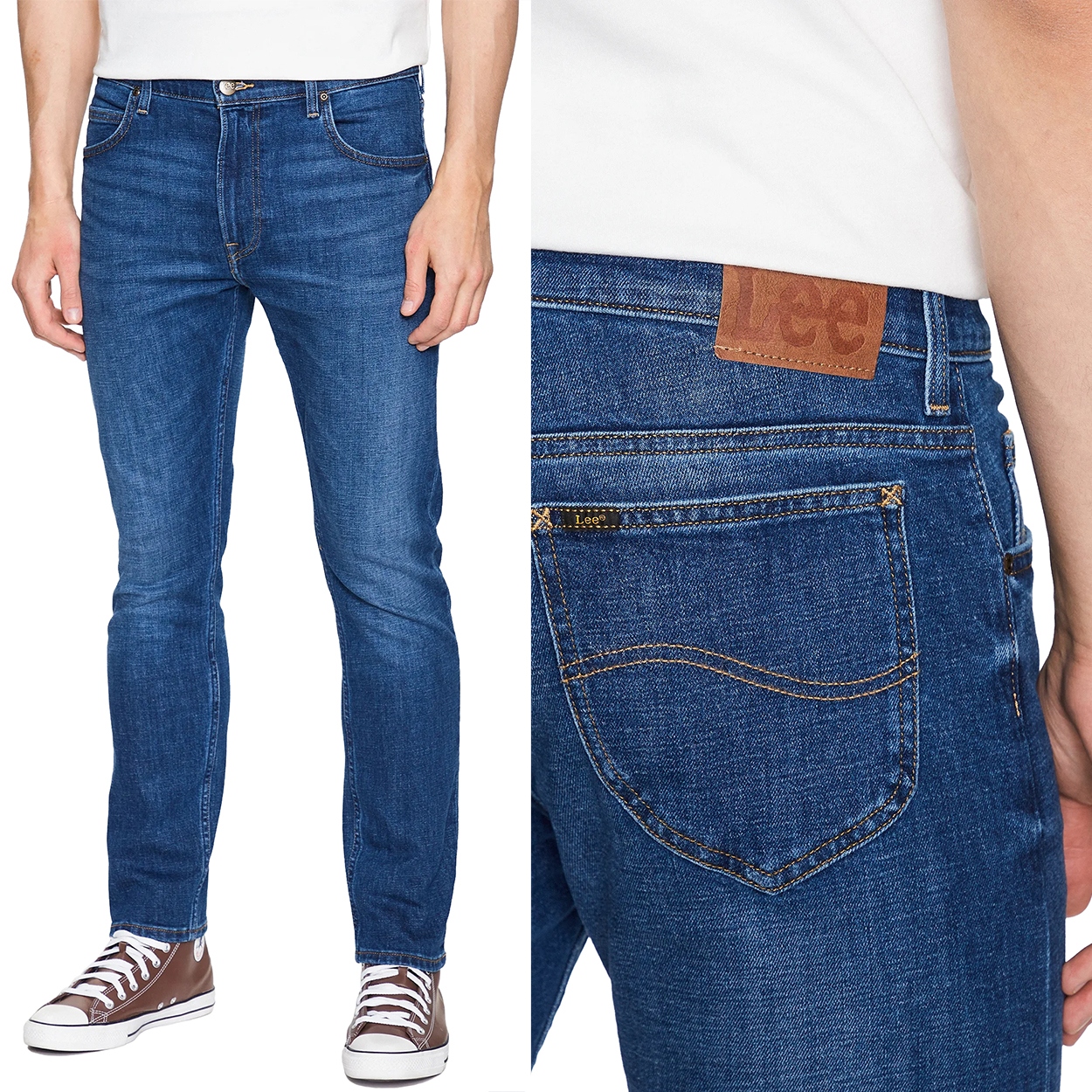 Lee Rider slim Worn In Džins přiléhavé tmavé džínové kalhoty W38 L34