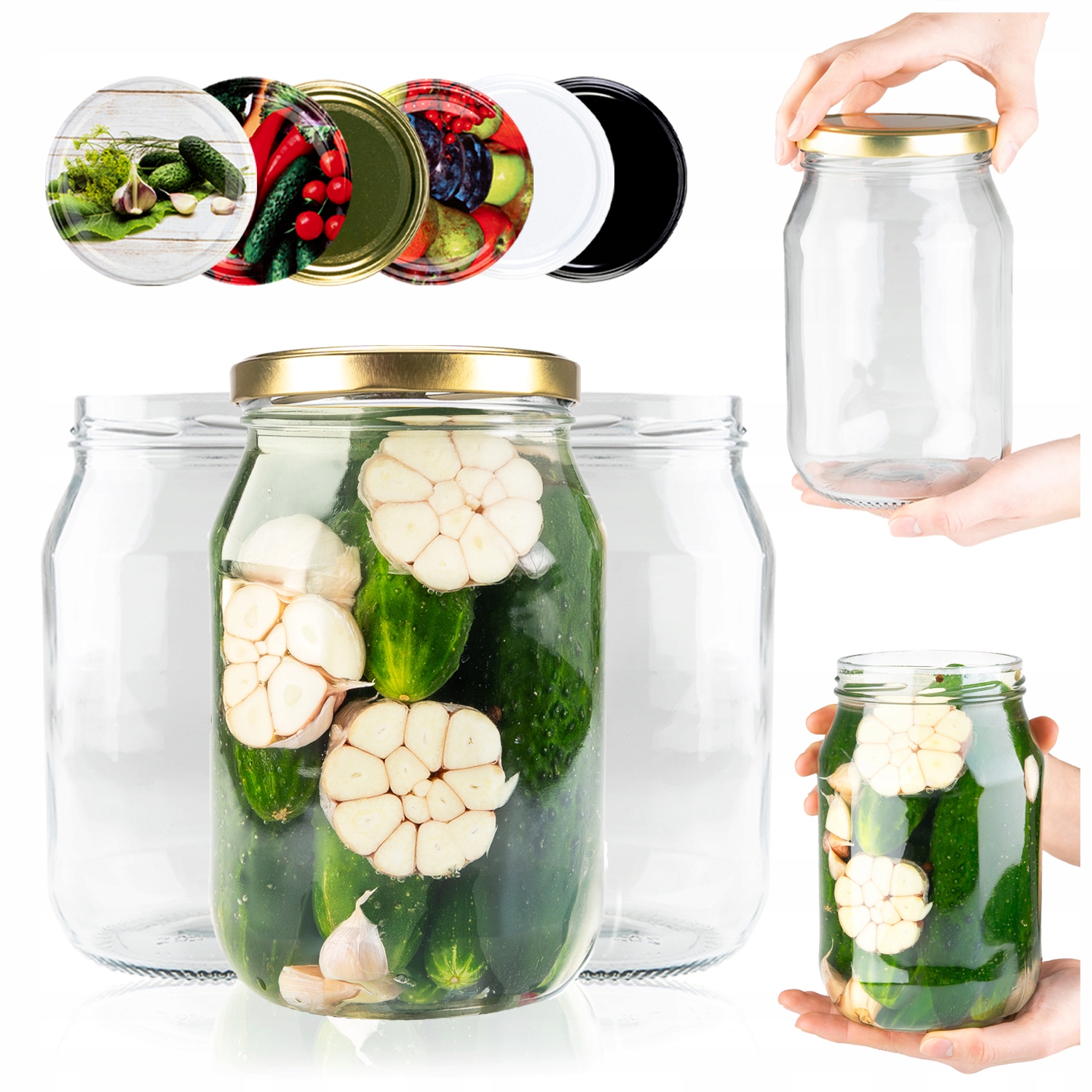 10 x sklenice na okurky džus zelí likéry med saláty sklenice 1,7 L uzávěry