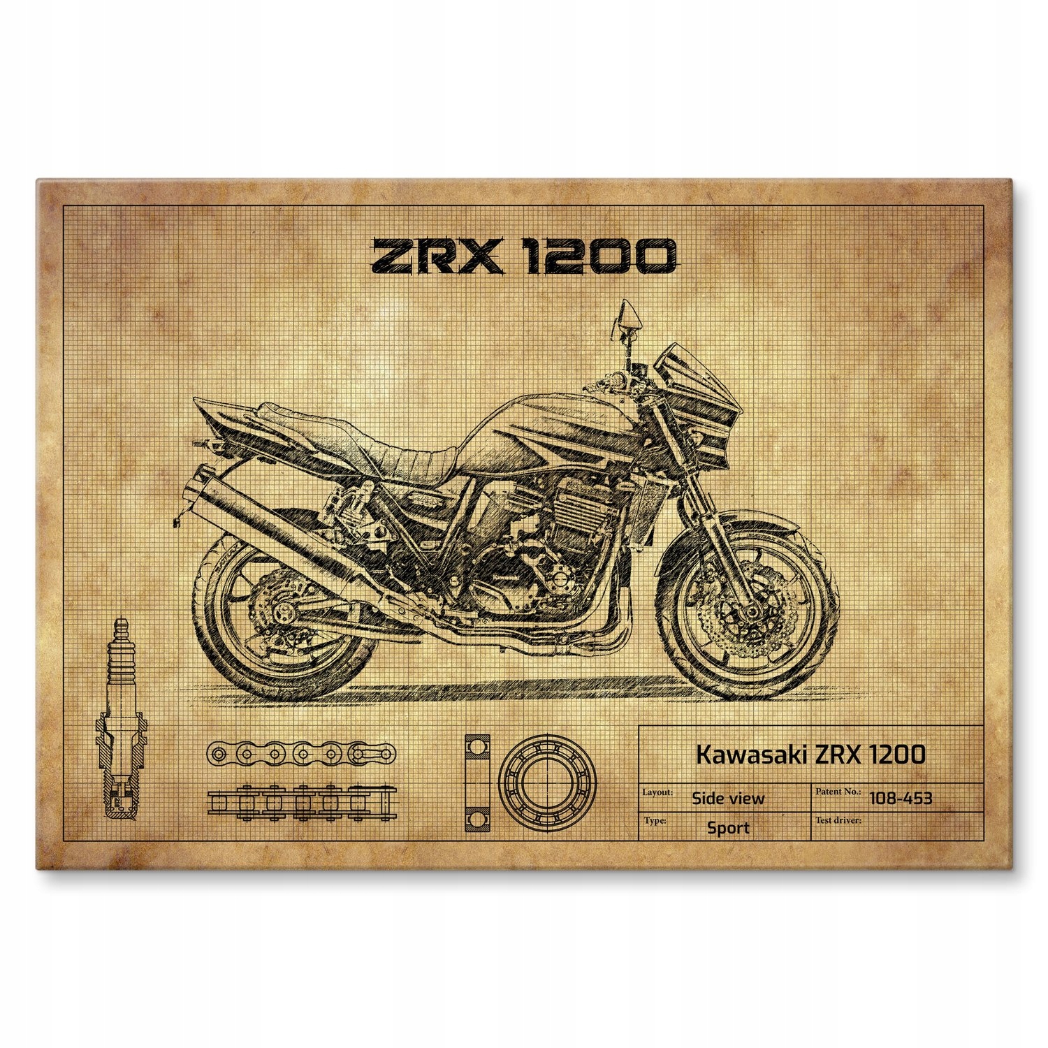 Kovový plakát Kawasaki Zrx 1200 Dárek 30 x 42 cm