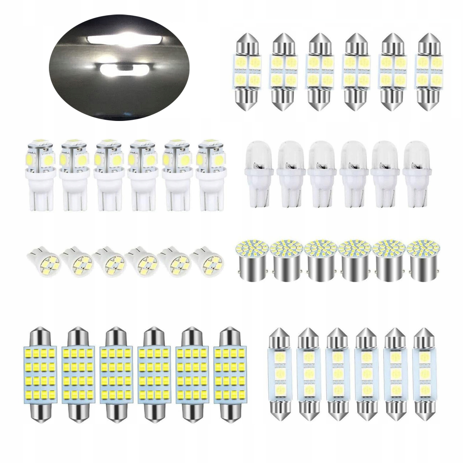 Zestaw Led Samochów T10 42SZT Wewnętrzny Zewnętrzny