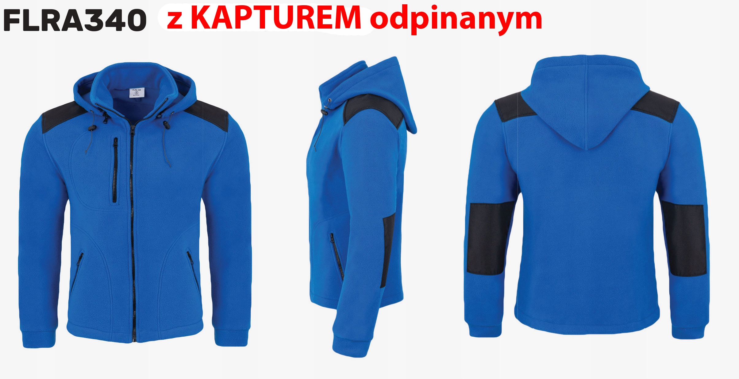 Polar męski z kapturem z haftem własnego logo na lewej piersi 340 HOOD Marka bez marki