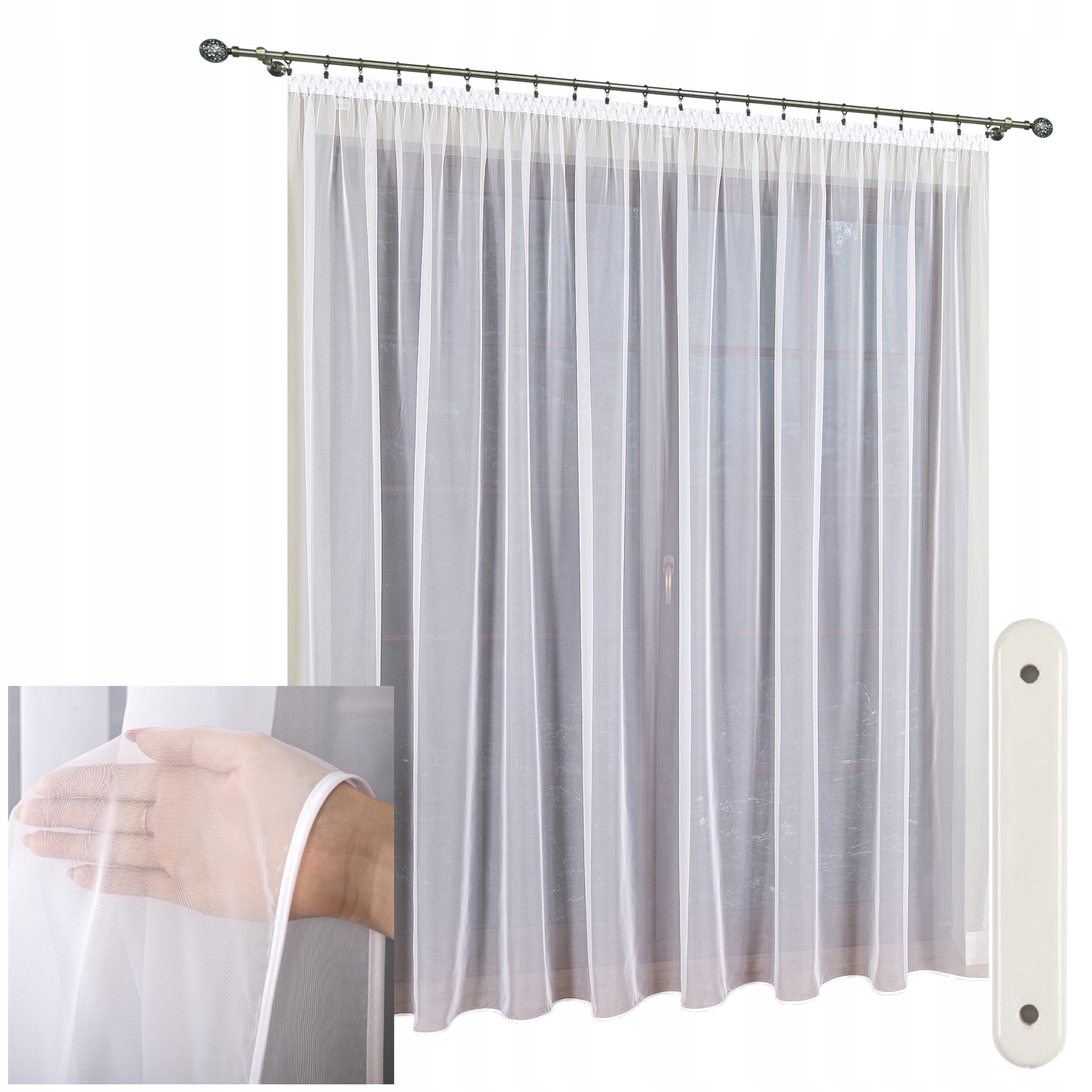 Hotová Záclona Voál Bílá Na Pásku Všité Závaží Do Obývacího Pokoje 600x290