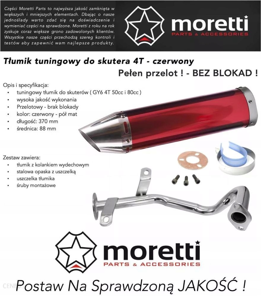 Wydech sportowy do skutera 50 silnik 4T GY6 Tuning Stan opakowania oryginalne
