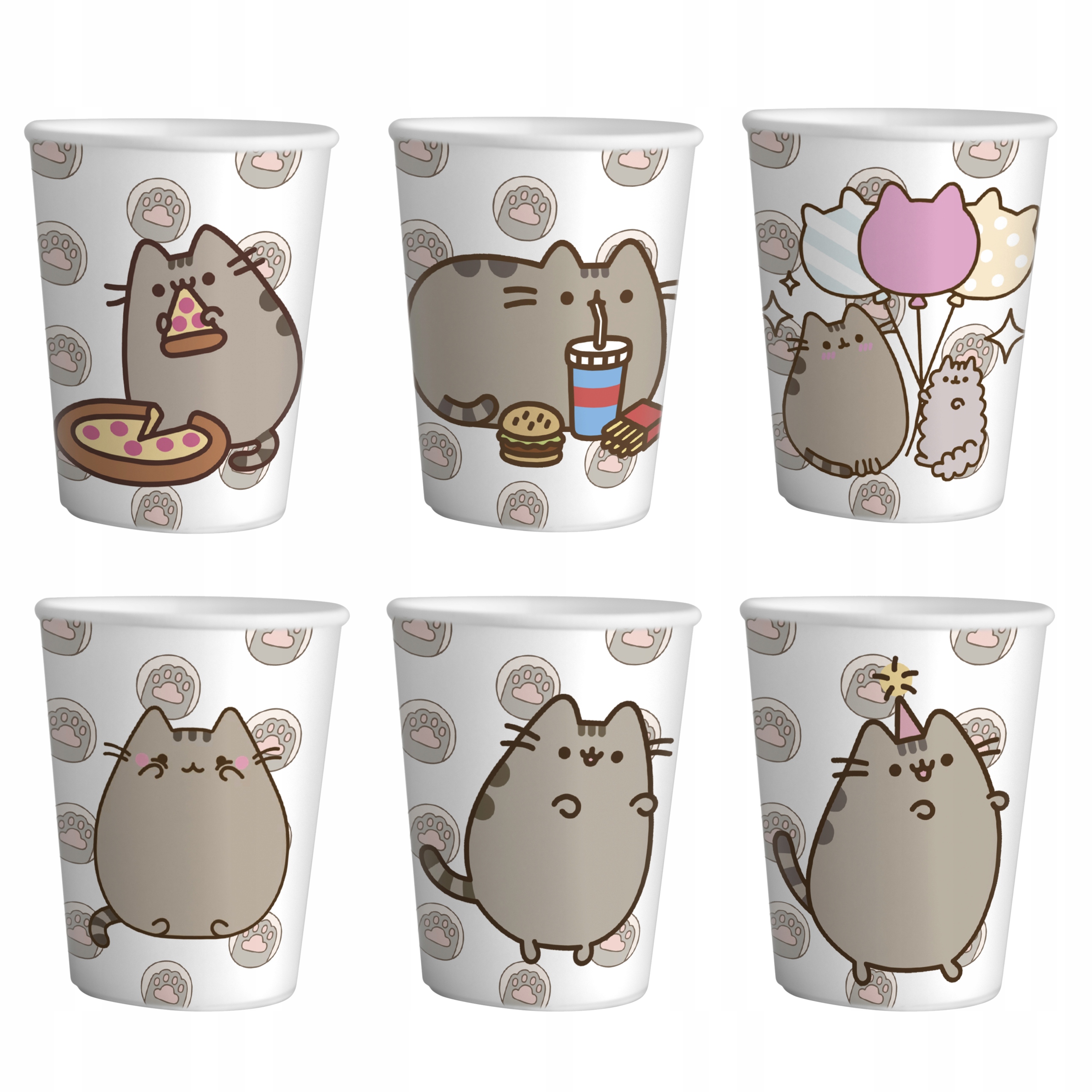 ZESTAW KUBKI + SŁOMKI URODZINOWE - SŁODKI KOTEK KOTKI Stan opakowania oryginalne
