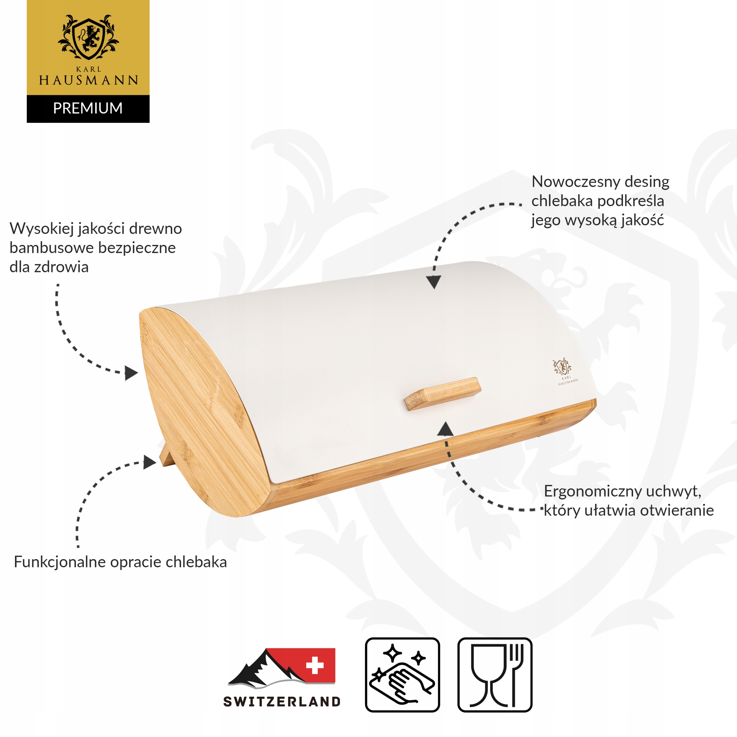 CHLEBAK BIAŁY POJEMNNIK NA PIECZYWO DREWNO BAMBUSOWE POJEMNIK NA CHLEB STAL Kod producenta GS-03613A