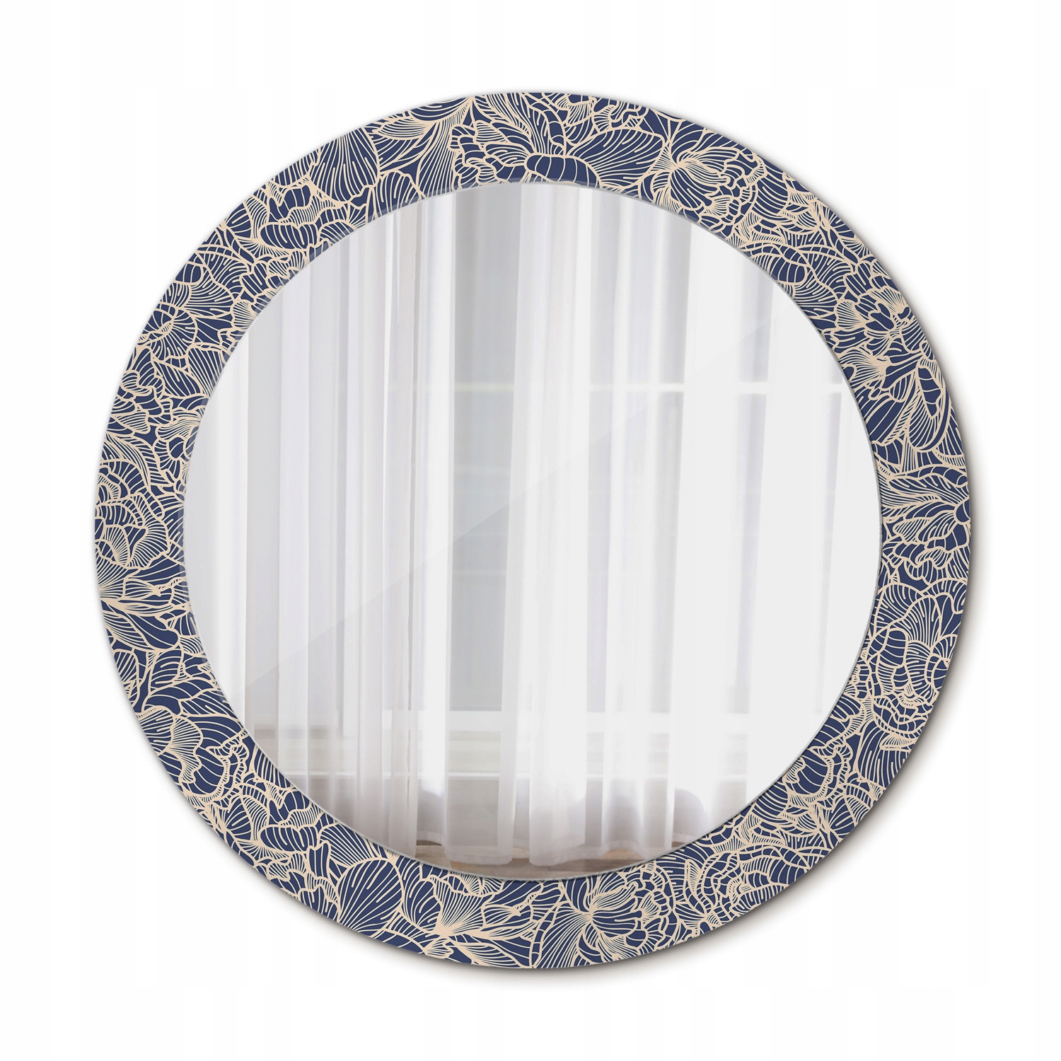 Moderné okrúhle zrkadlo s kvetmi 70 cm