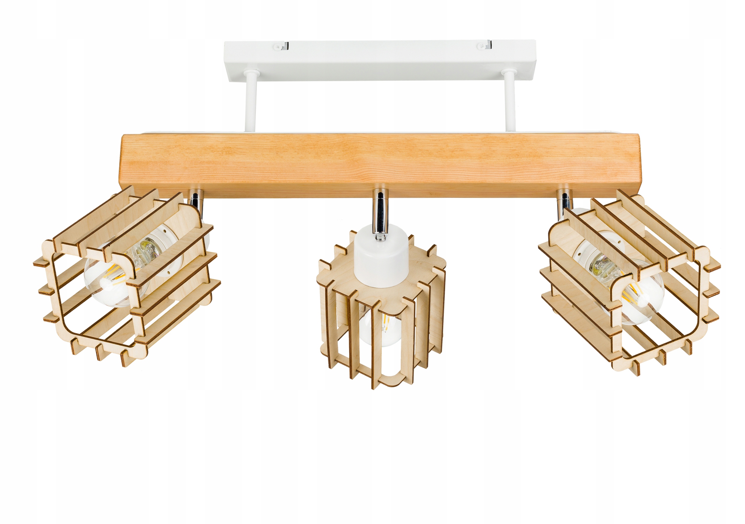 Dřevěná stropní lampa Lustr Stropní Svítidlo Loft bílá na 3x Klosz E27