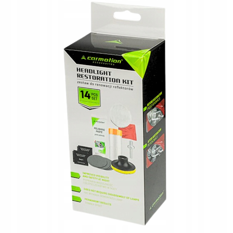 PASTA POLERSKA DO LAMP SAMOCHODOWYCH ZESTAW DO RENOWACJI REFLEKTORÓW 14EL. Stan opakowania oryginalne