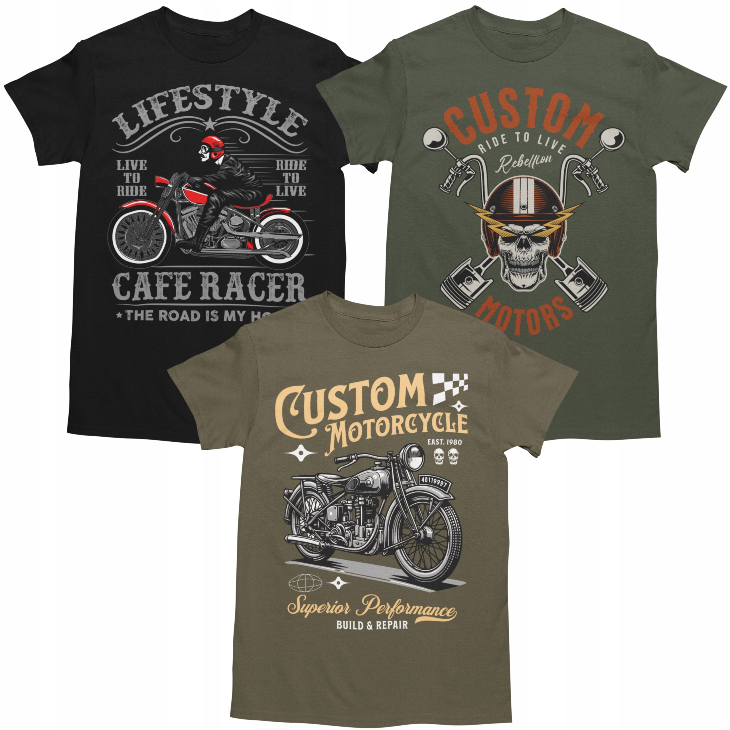 Sada 3x Tričko Pánské 3pack Pánské Tričko sada 3ks Motocyklové