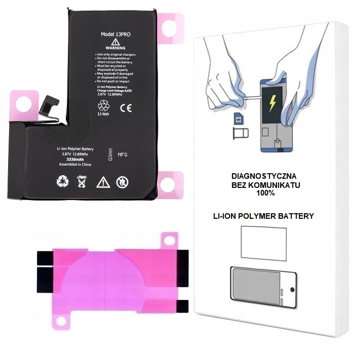 Bateria Do iPHONE 13 Pro 3300 mAh Bez Komunikatu Większa Pojemność
