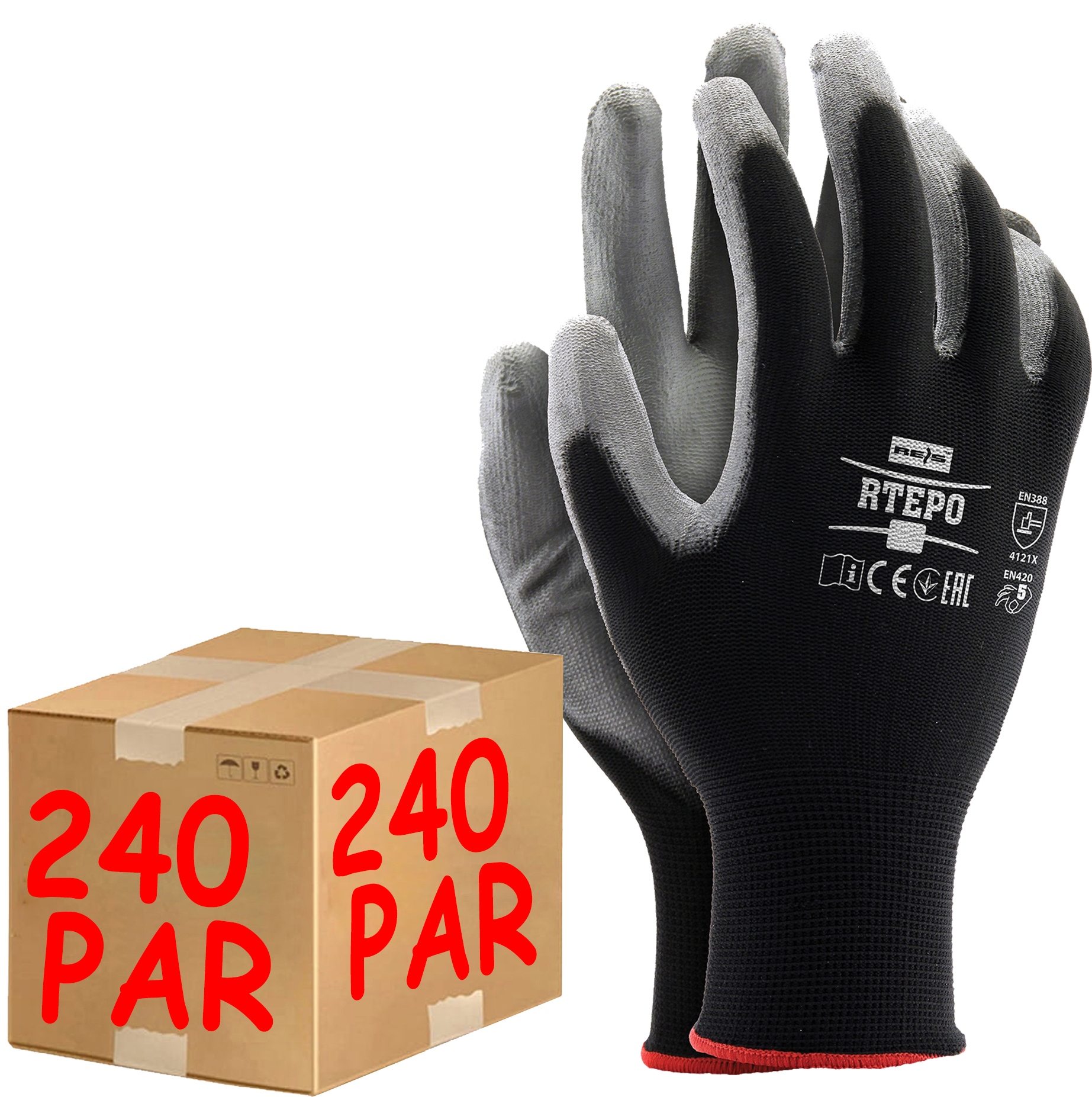 Rękawice robocze Ogrifox poliuretanowe krótkie 240 par