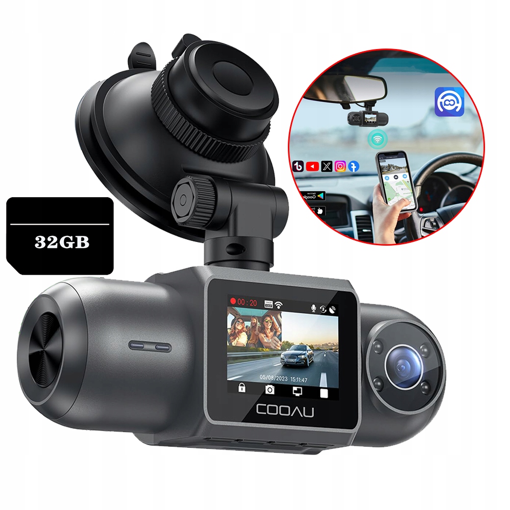 Videorekordér Do Auta 4K Wifi Gps S Couvací Kamerou Wdr 32GB Sd Aplikace
