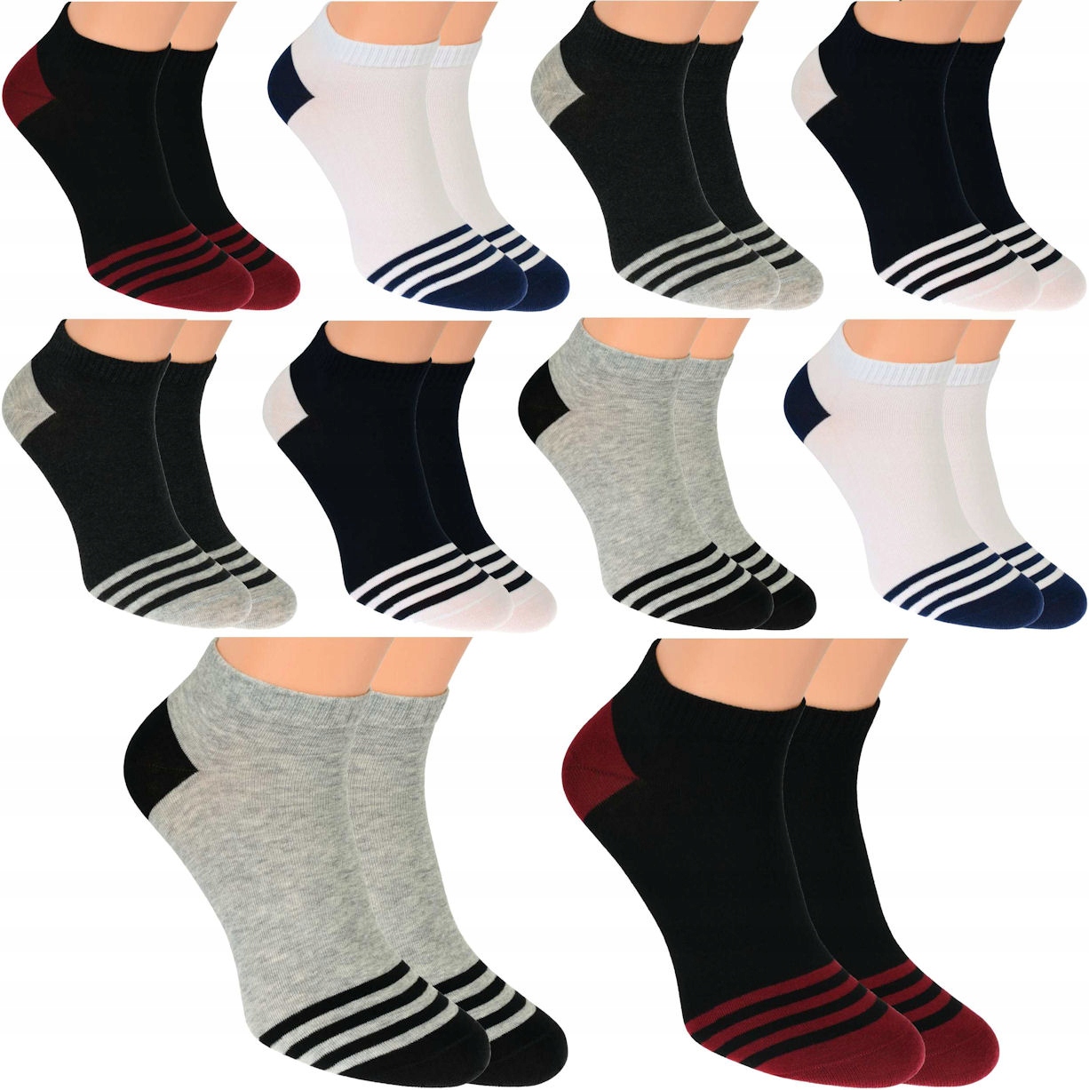 

10 Par Skarpetki Męskie Krótkie Jakość Bawełniane