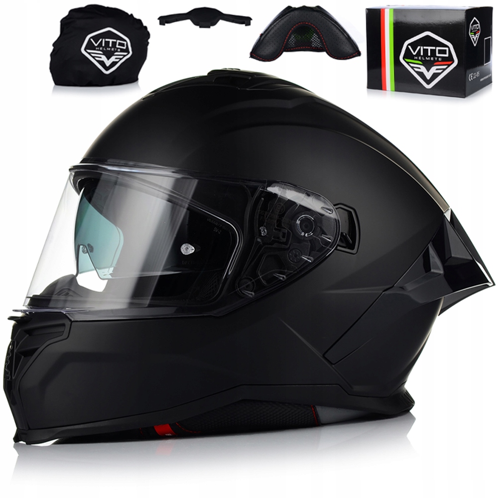 Motocyklová Prilba Vito Presto Aero Čierny Matt Systém Pinlock Clona