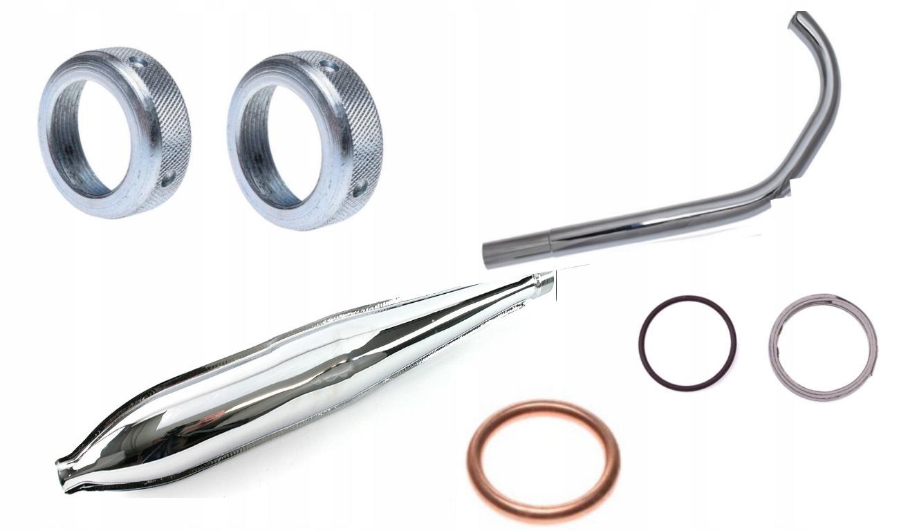 TŁUMIK ROMET OGAR 205 KOLANKO NAKRĘTKA ZESTAW KMP