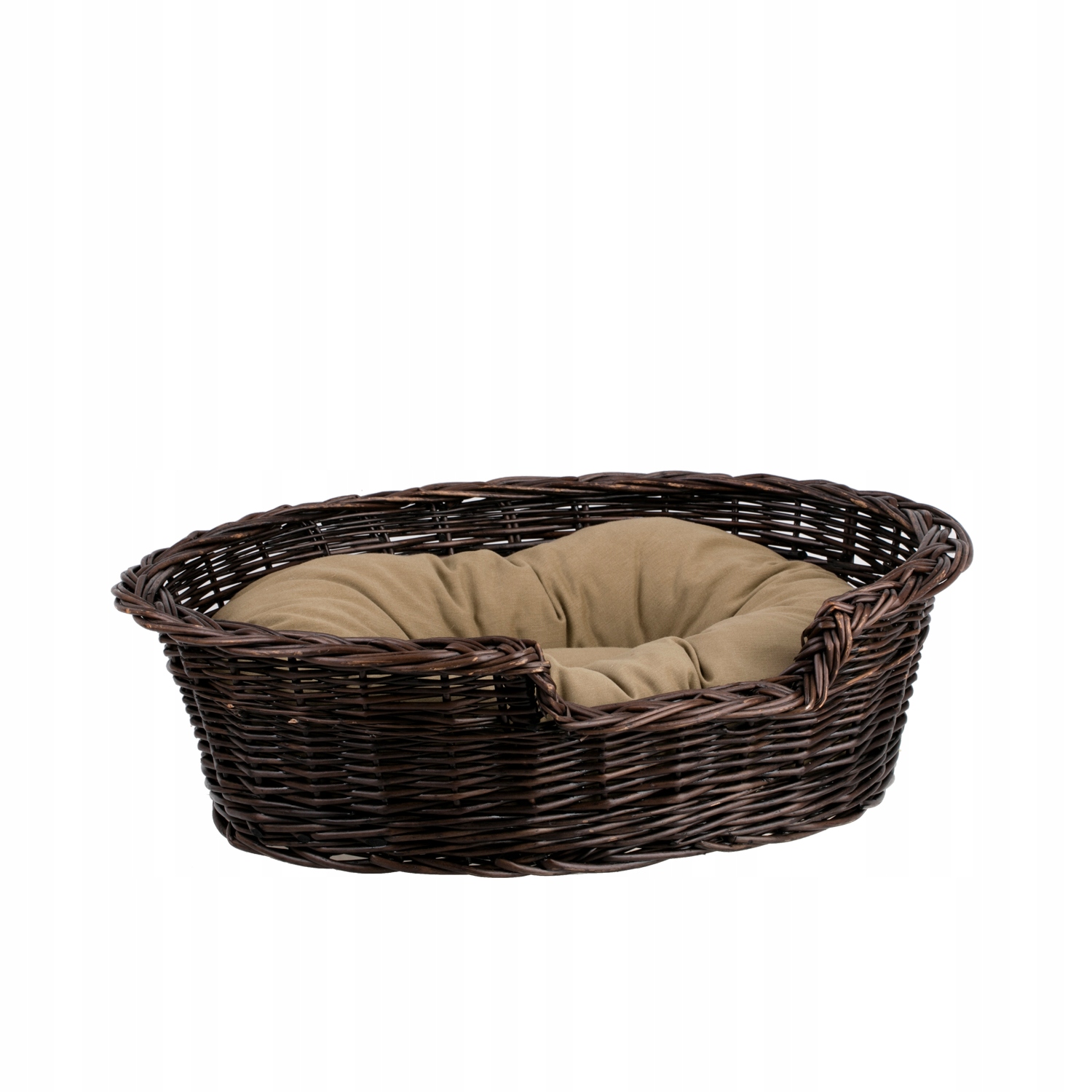 Esmira proutěný koš pro psa a kočku s béžovou poduškou 85x67 H:21 cm