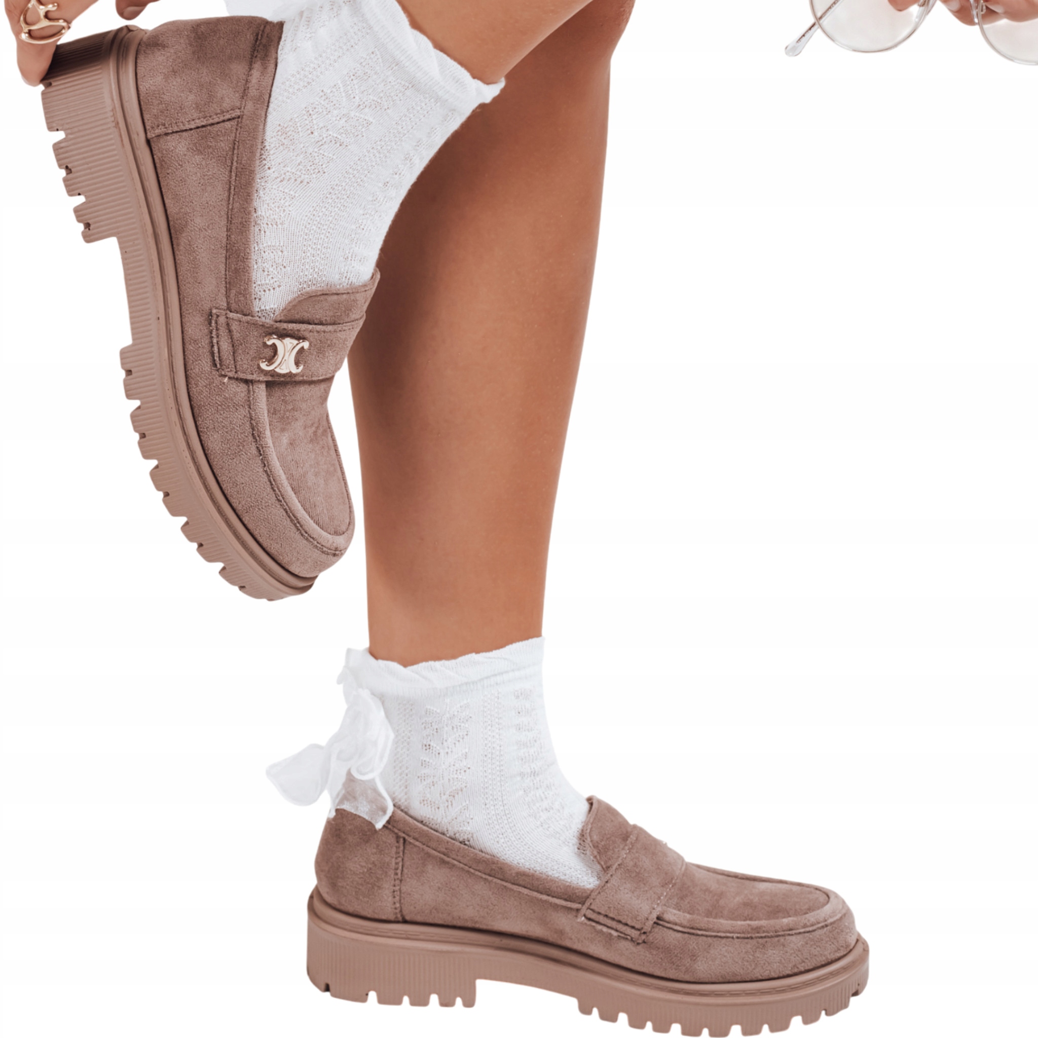 Mokasyny damskie zamszowe beżowe ZY1132 37