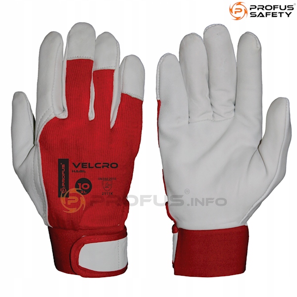 RĘKAWICE OGRODOWE SKÓRA KOZIA NA RZEP ROZM.9