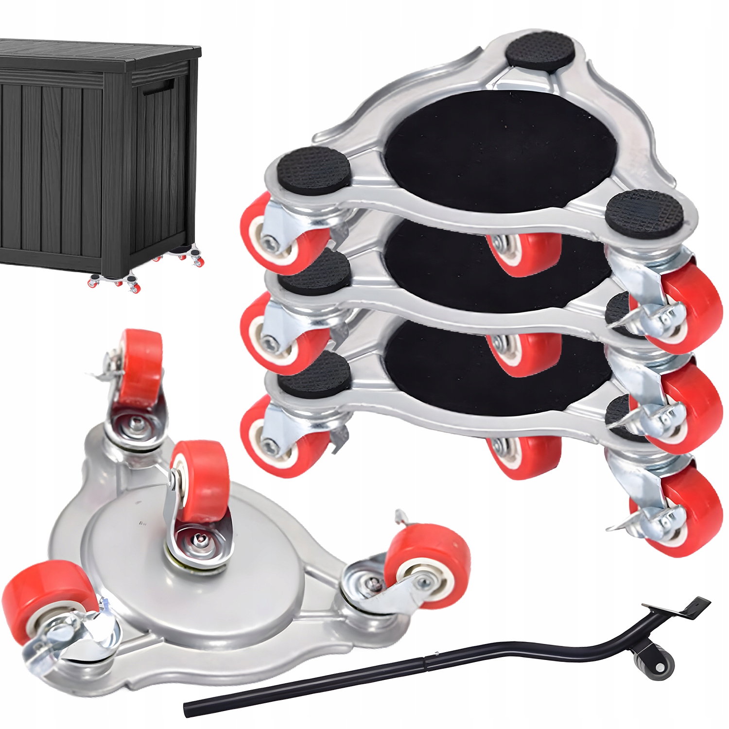 5KS Válečků Pro Přepravu Přesouvání Nábytku Set Páčidlo 62CM Ocel