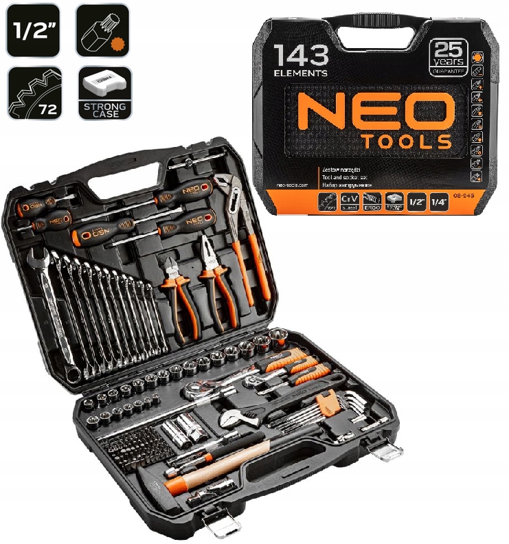 Sada náradia 143 ks Neo Tools Komplet 08-945
