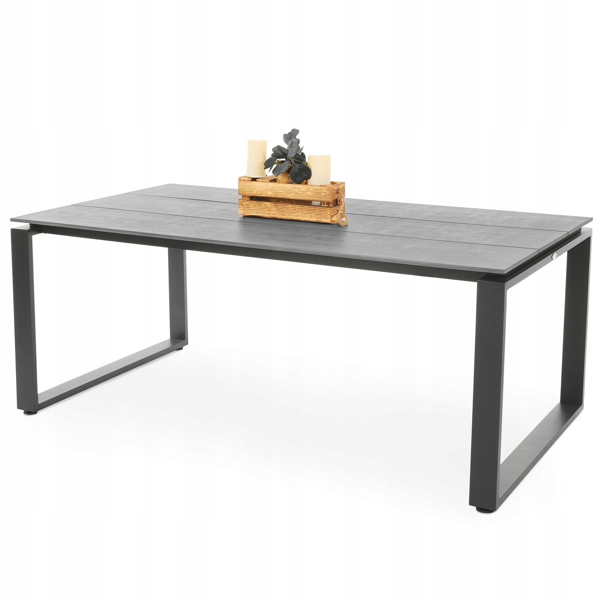 Duży stół ogrodowy aluminiowy 180cm z blatem polywood szary Giovo 8 osobowy