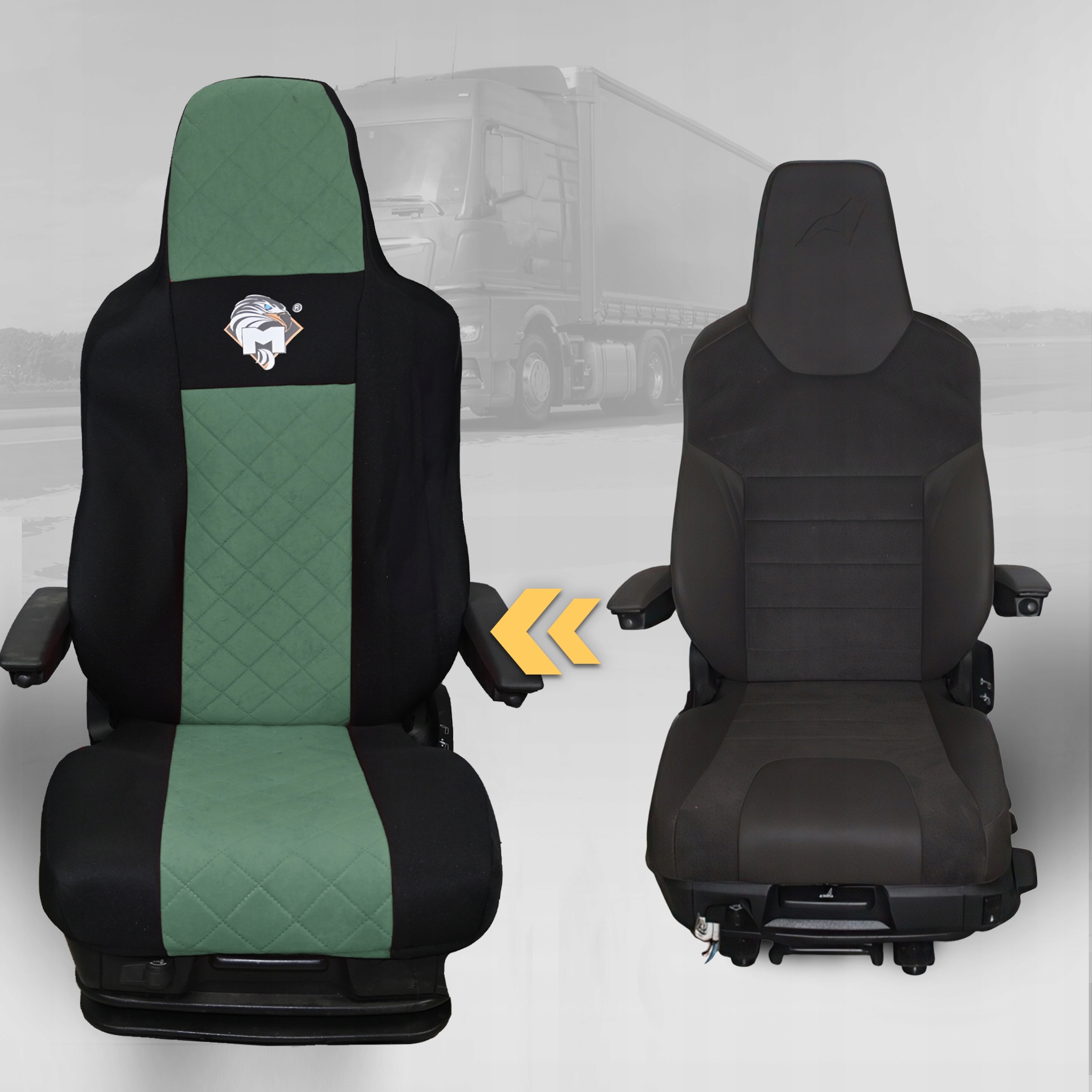 Pokrowce na fotele MAN TGX 2020 1 pas ZIELONY Model MAN TGX, TGM, TGL 2020 1 PAS