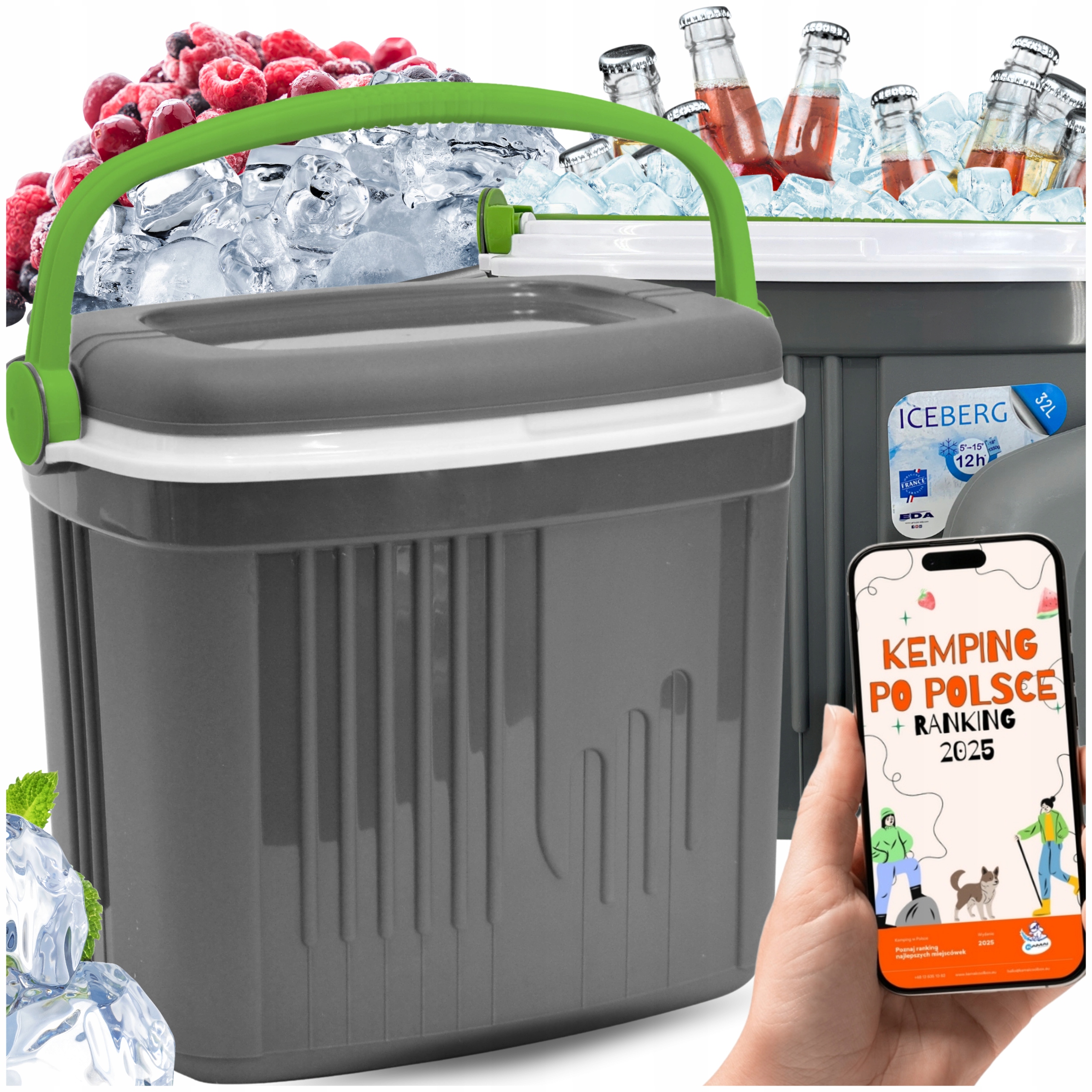 Lodówka turystyczna 32L Kamai Iceberg na wkłady Ciemnoszara Kemping Plaża