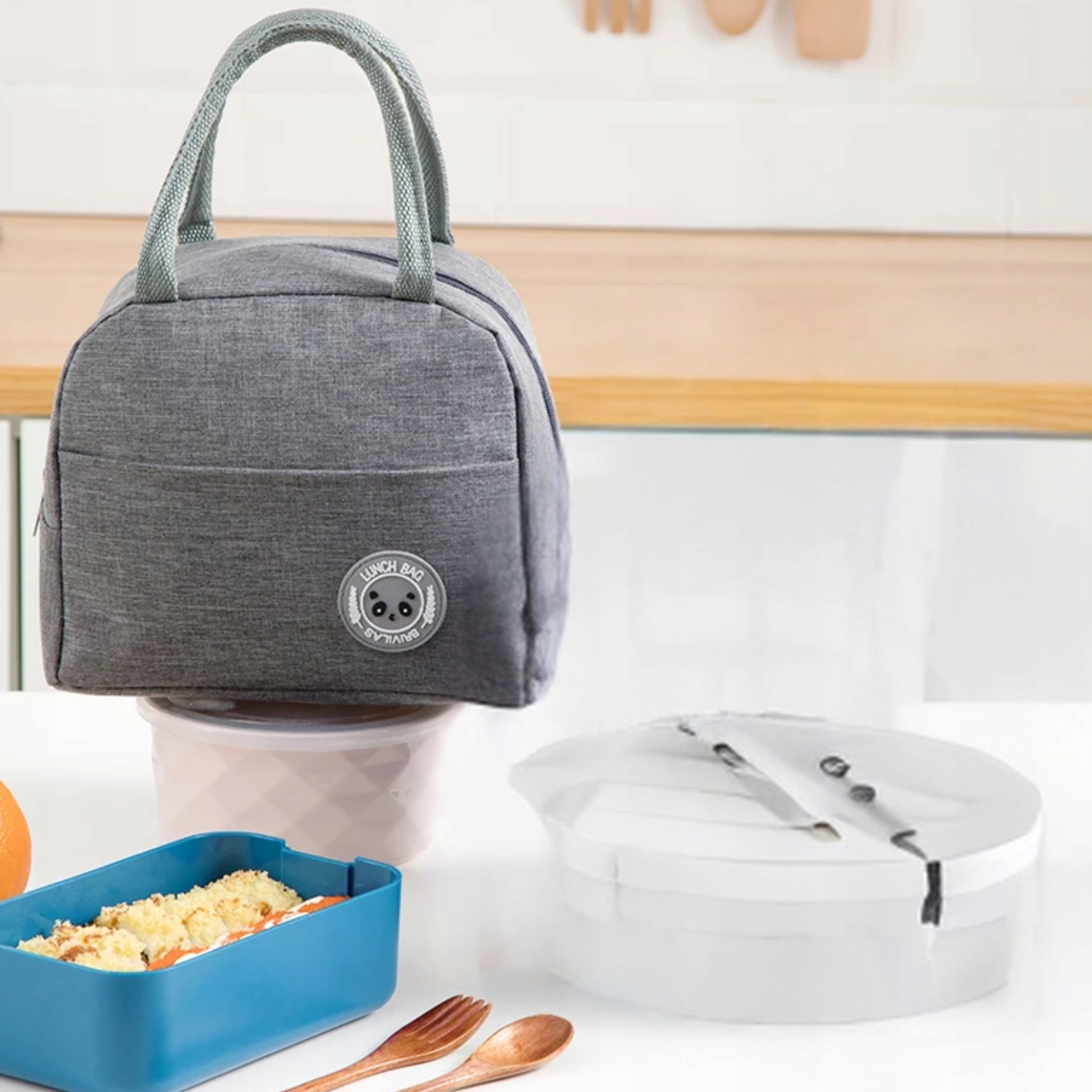 LUNCHBOX TORBA TERMICZNA NA ŻYWNOŚĆ NA JEDZENIE SZARA NA SUWAK Rodzaj torba termiczna