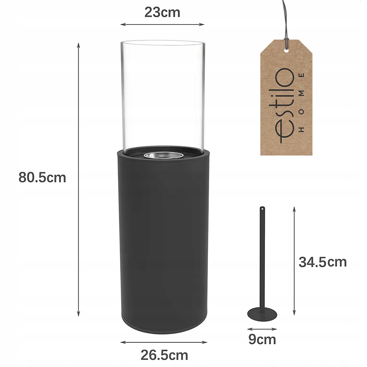 BIOKOMINEK Wolnostojący na Taras DO SALONU Duży Okrągły Czarny OGRODOWY Marka EstiloHome