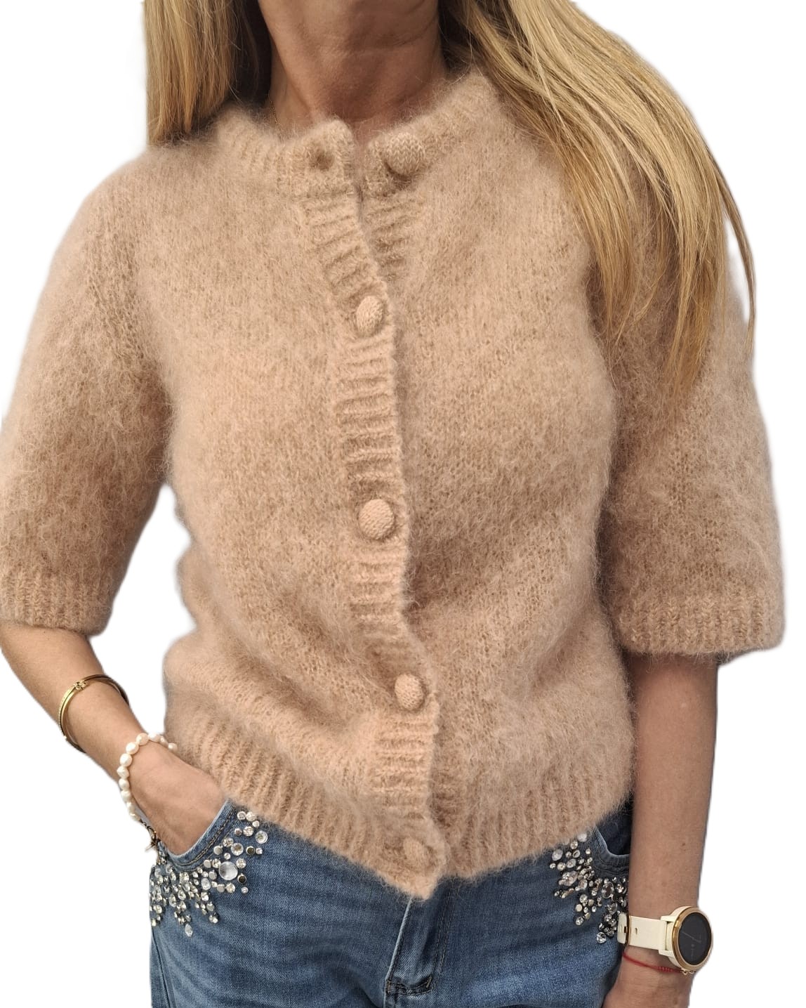 Cocomore Yarn Kardiganový svetr Kid Moher Karamelový 36 New