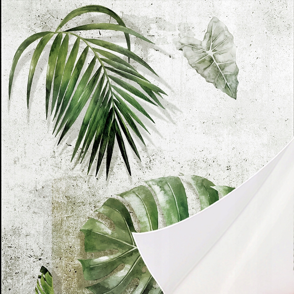 Samolepicí Tapeta Rolka Listy Beton Palmy Tropika Do Obývacího Pokoje 3D 4,9x10m
