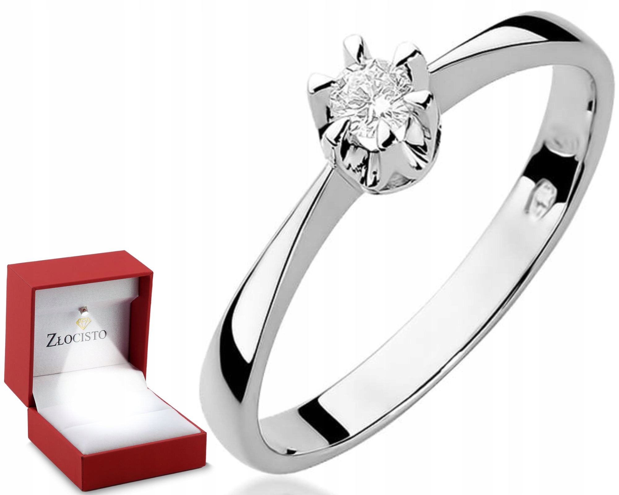 Bílé Zlato Zlatý Prstýnek Diamant Gravírování Bonus 585 Dárek