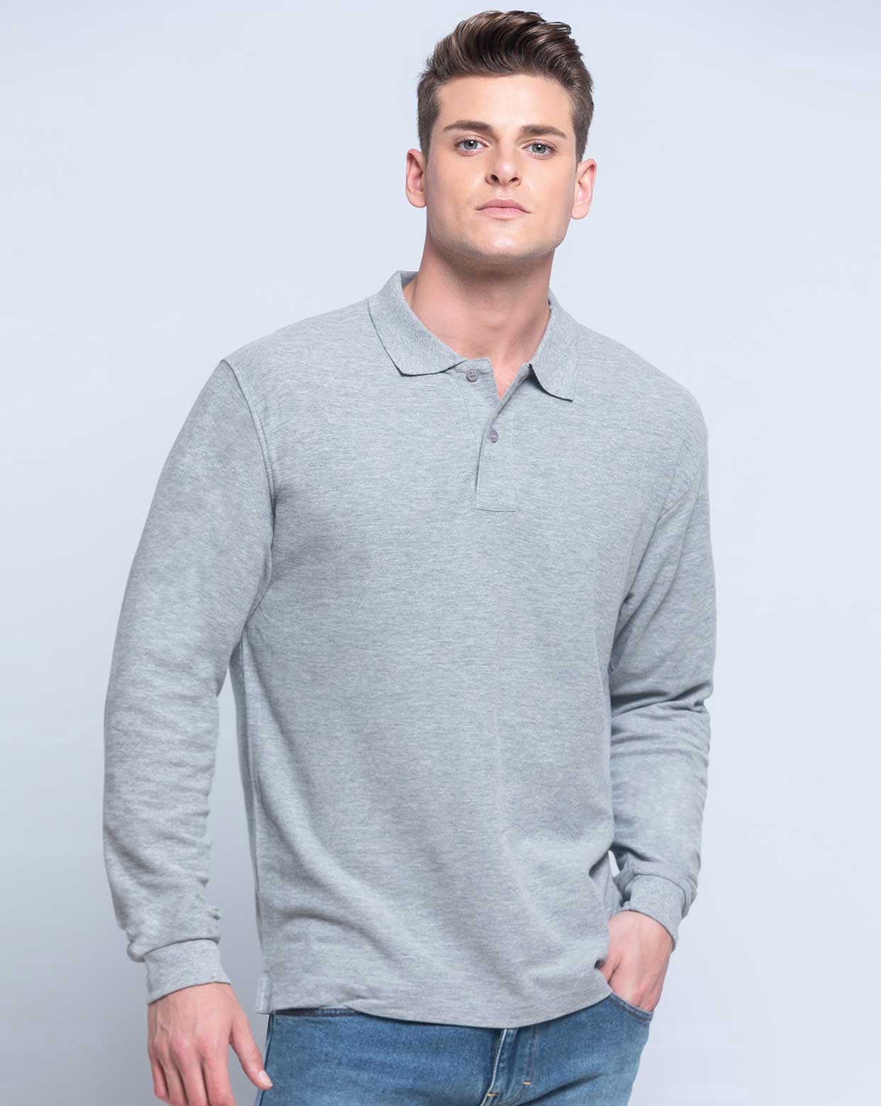 POLO męskie pique DŁUGI RĘKAW BEZ NADRUKU JHK 210g XL - wybór kolorów