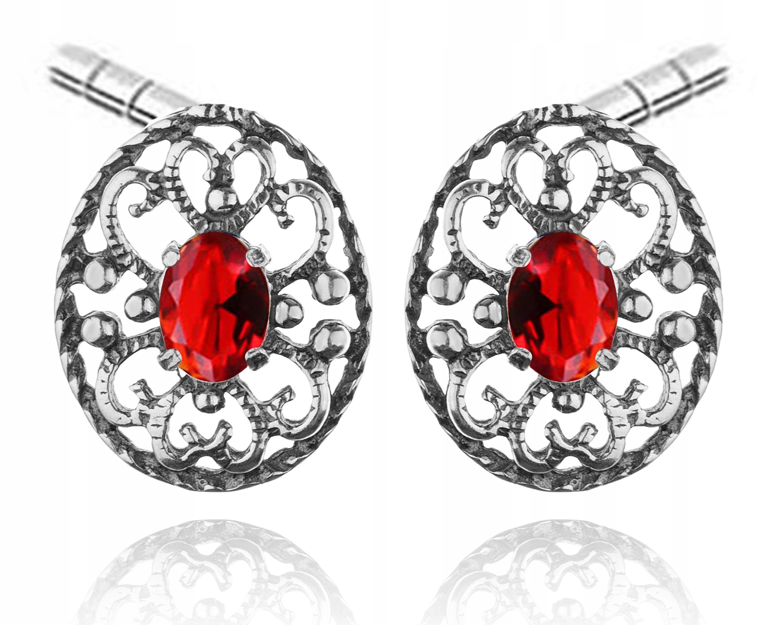 

Srebrne Kolczyki Z Czerwoną Cyrkonią SZTYFTYPr.925