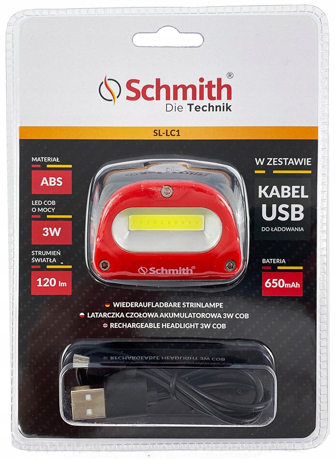 Latarka czołowa akumulatorowa 3W Cob Schmith SL-LC1