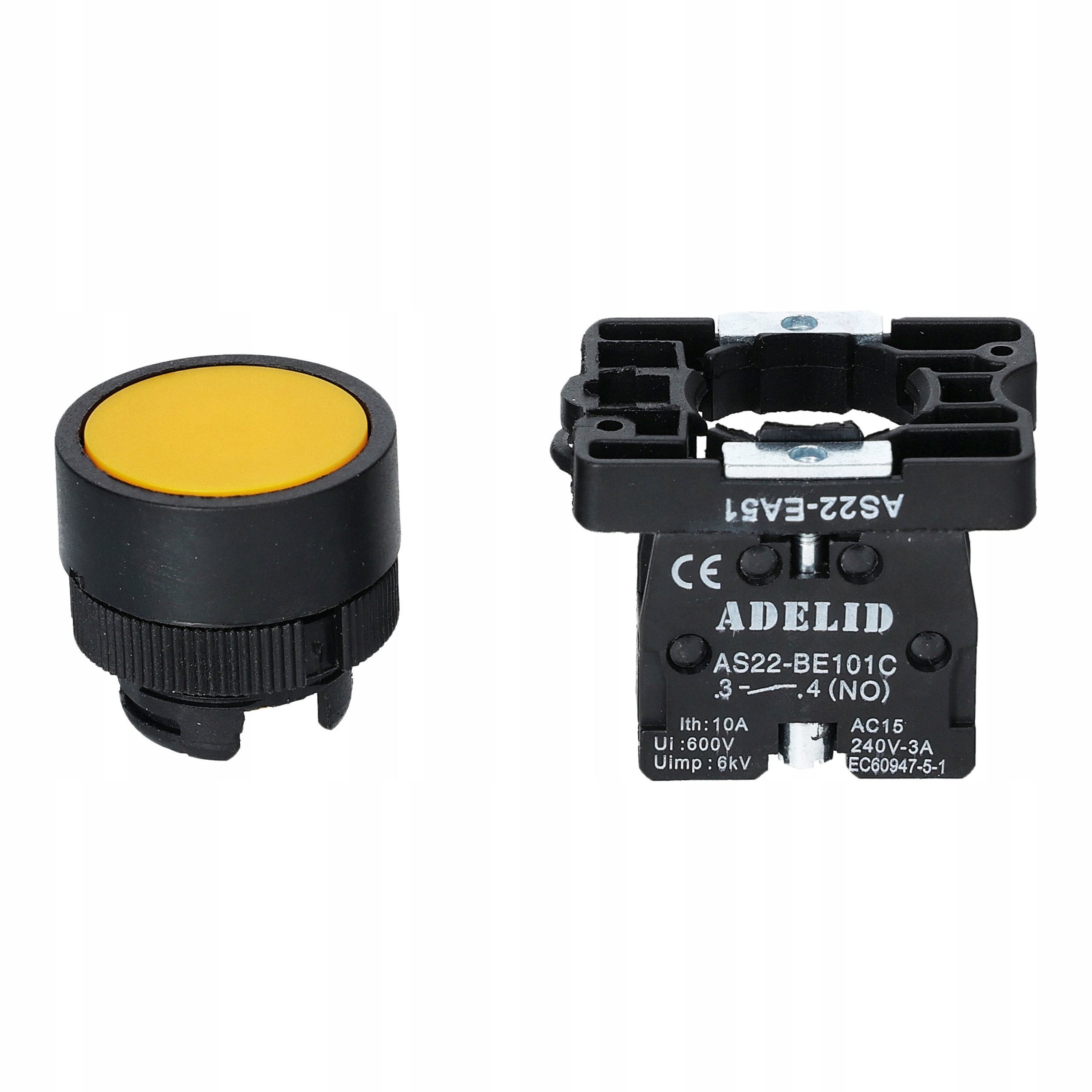 PRZYCISK STEROWNICZY ŻÓŁTY XB2 EA51 FI22 NO Marka Adelid