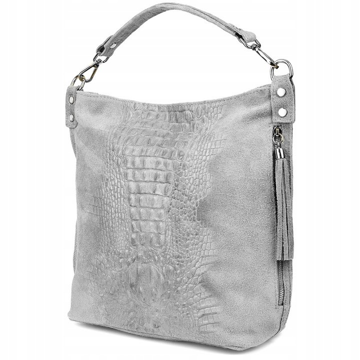 Kožená semišová kabelka Croco shopper velká