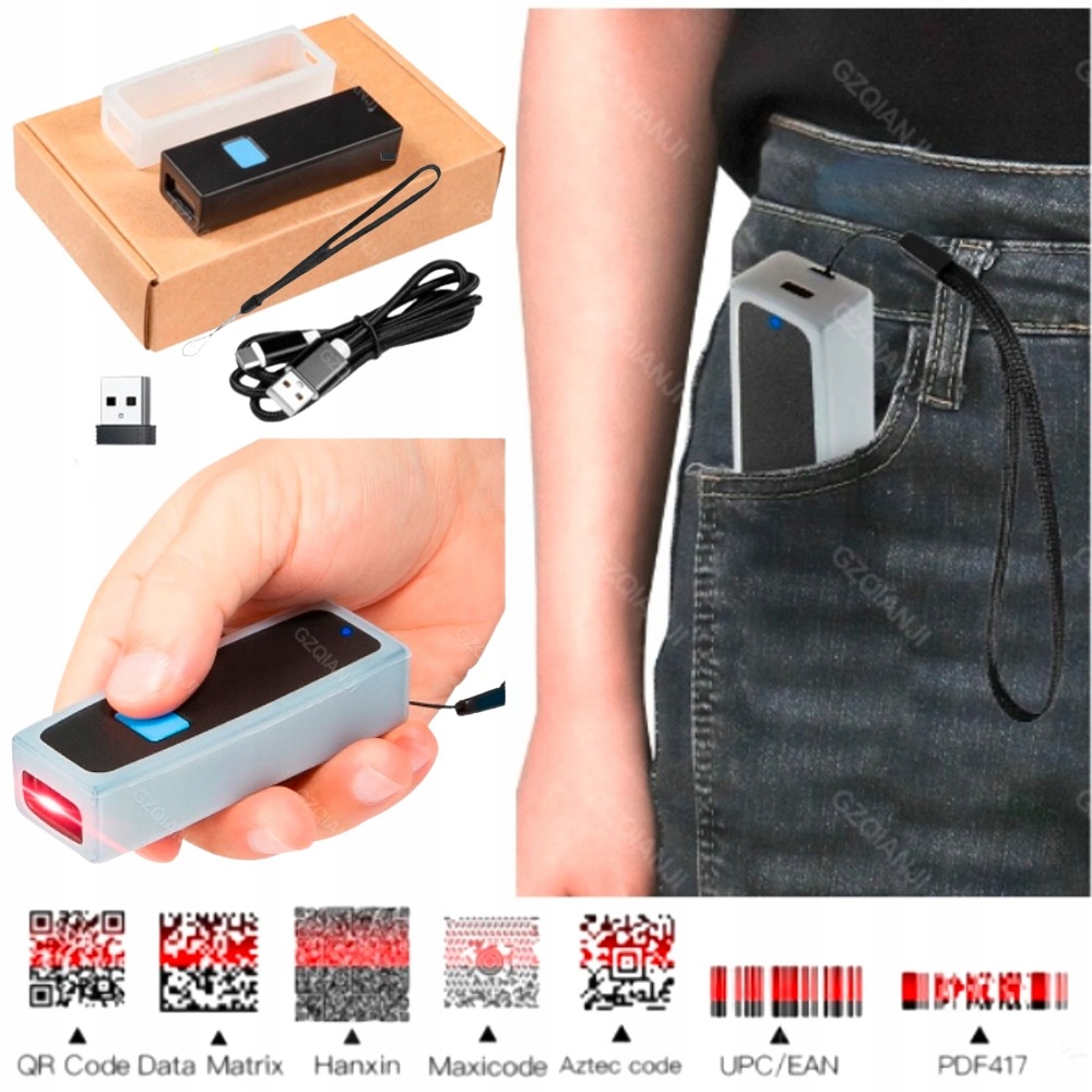 Skener čárových kódů Qr Čtečka terminálů na prst 2D Mini Malý