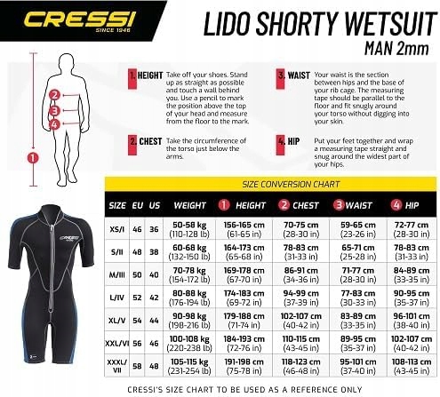 KOMBINEZON NEOPRENOWY KRÓTKI CRESSI LIDO MAN SHORTY 2MM 3XL Rozmiar 7XL