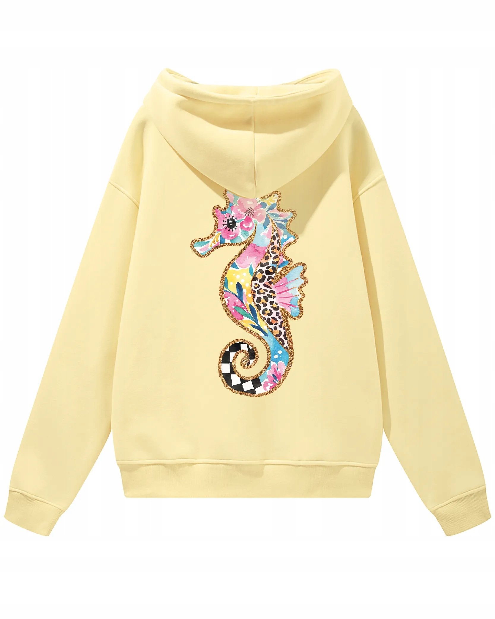 Oversize mikina s kapucí Barevný mořský koník Natura Vanilkový M