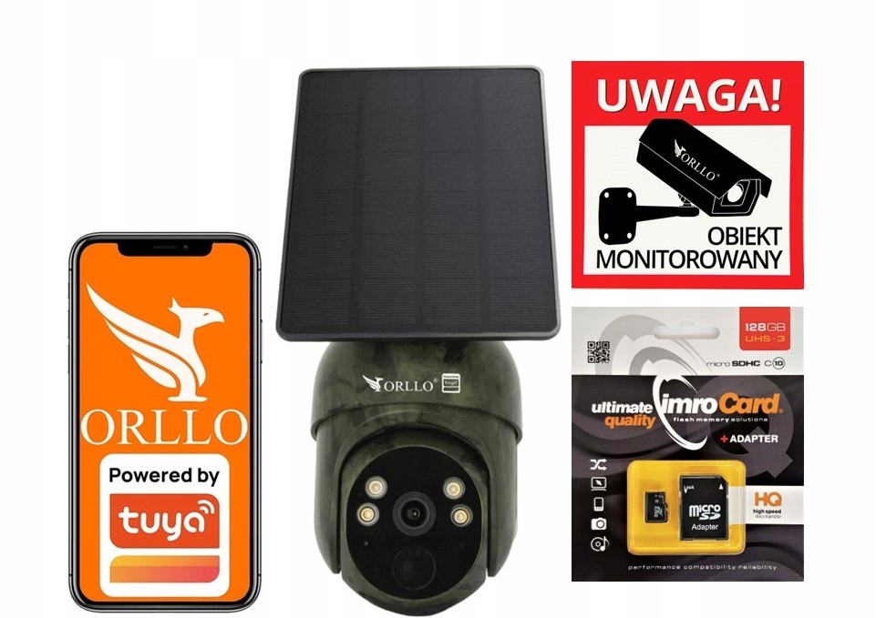 Kamera Orllo TZ1 Sim Maskáčový Solární Panel Karta 128