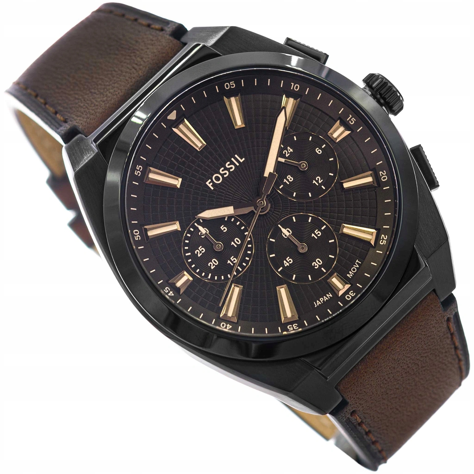Pánské Hodinky Fossil FS6108 Everett Hnědé S Chronographem Na Řemínku