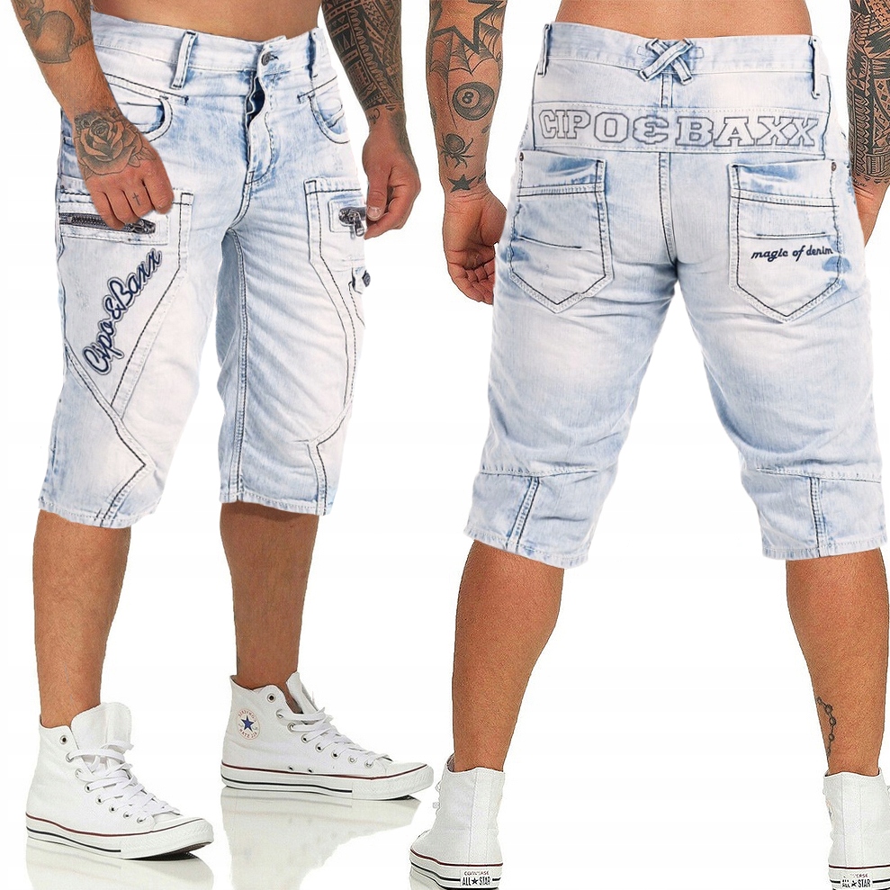 Kraťasy Džínové Cipo Baxx Džíny Kapsáče Zámky Přetíratelné