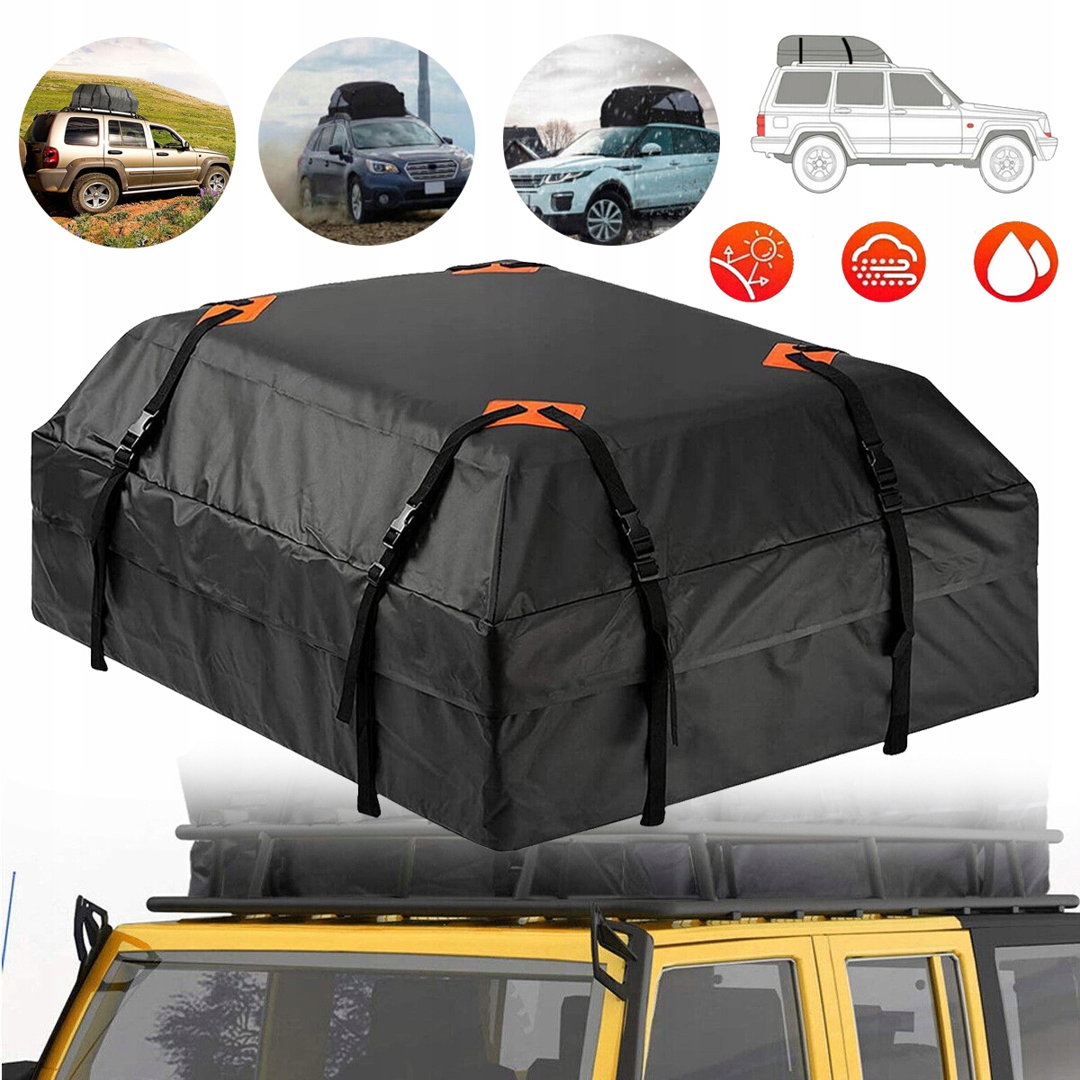 BAGAŻNIK DACHOWY DO SAMOCHODU, 425L, WODOSZCZELNA TORBA BAGAŻOWA NA DACH